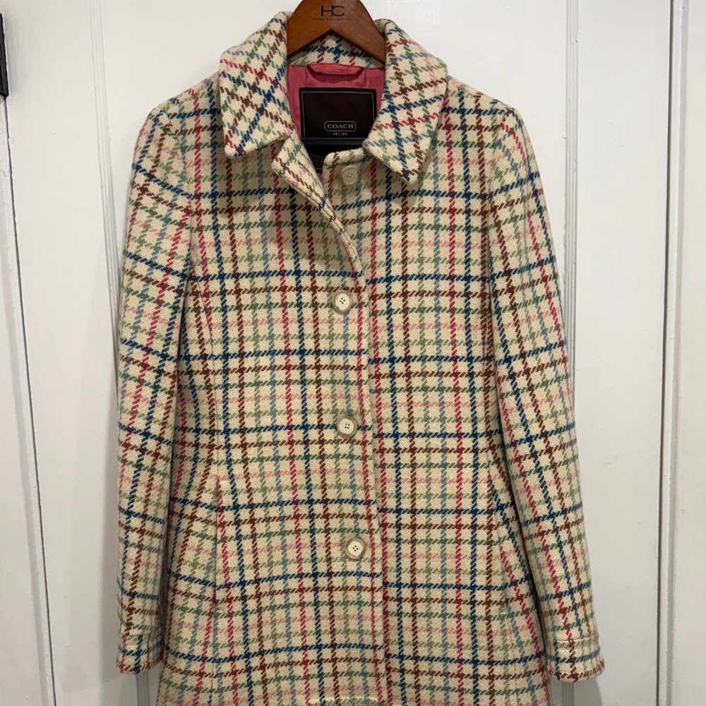 Coach Tattersall Plaid Women's Pea Coat